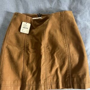 NWT Free People tan leather/suede skirt size 0